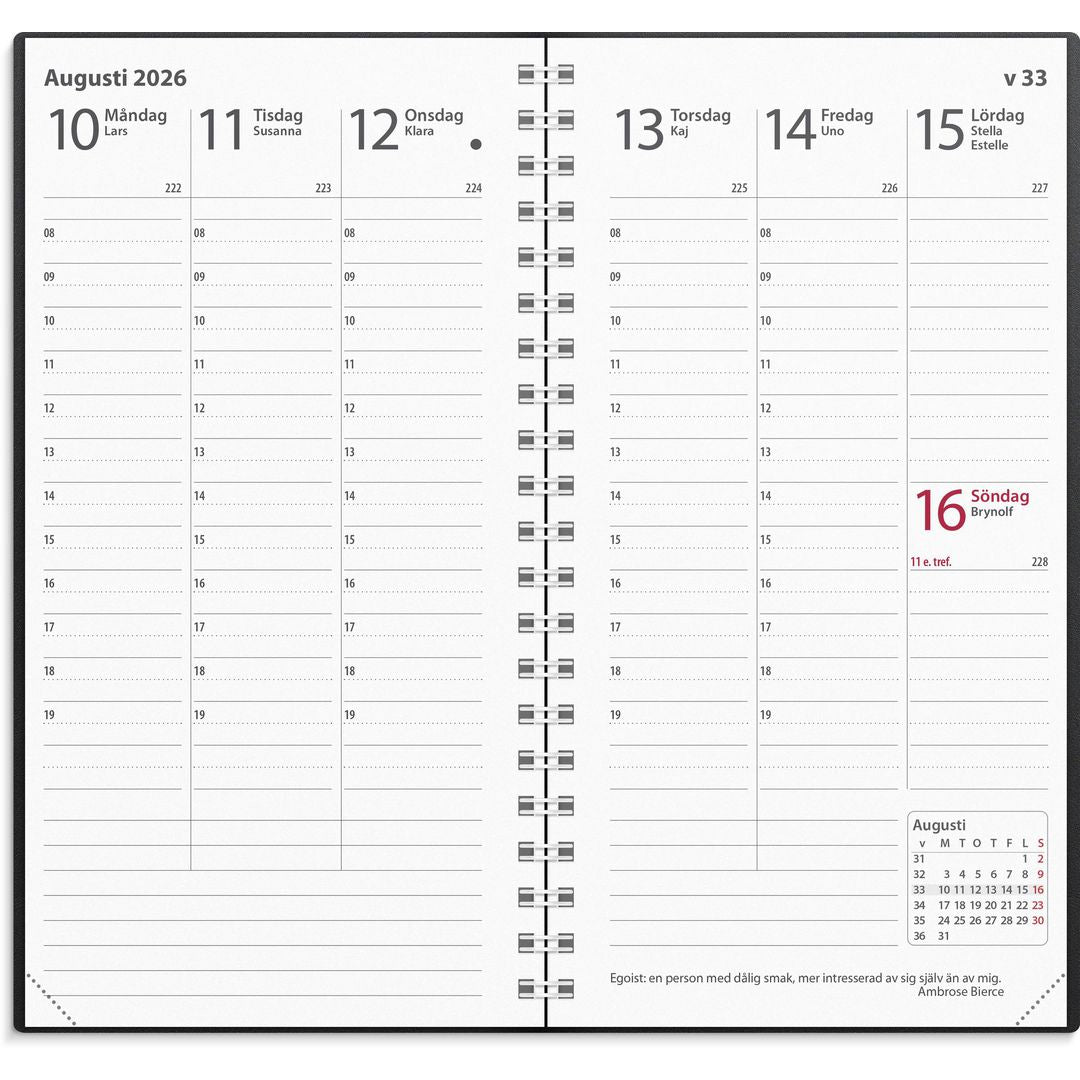 Lommekalender Interplano Sort plastik