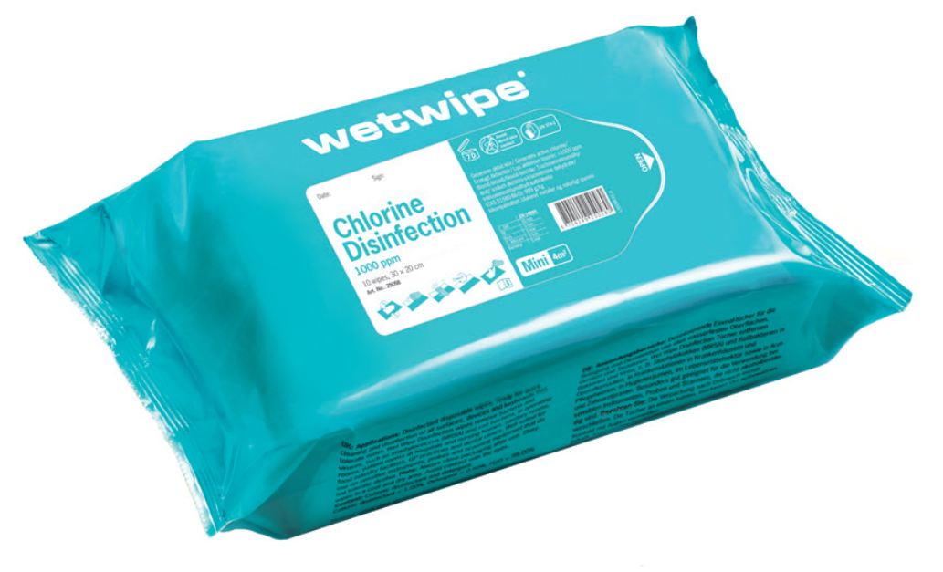 Wetwipe klordesinfektion mini 20 × 30 cm / 10
