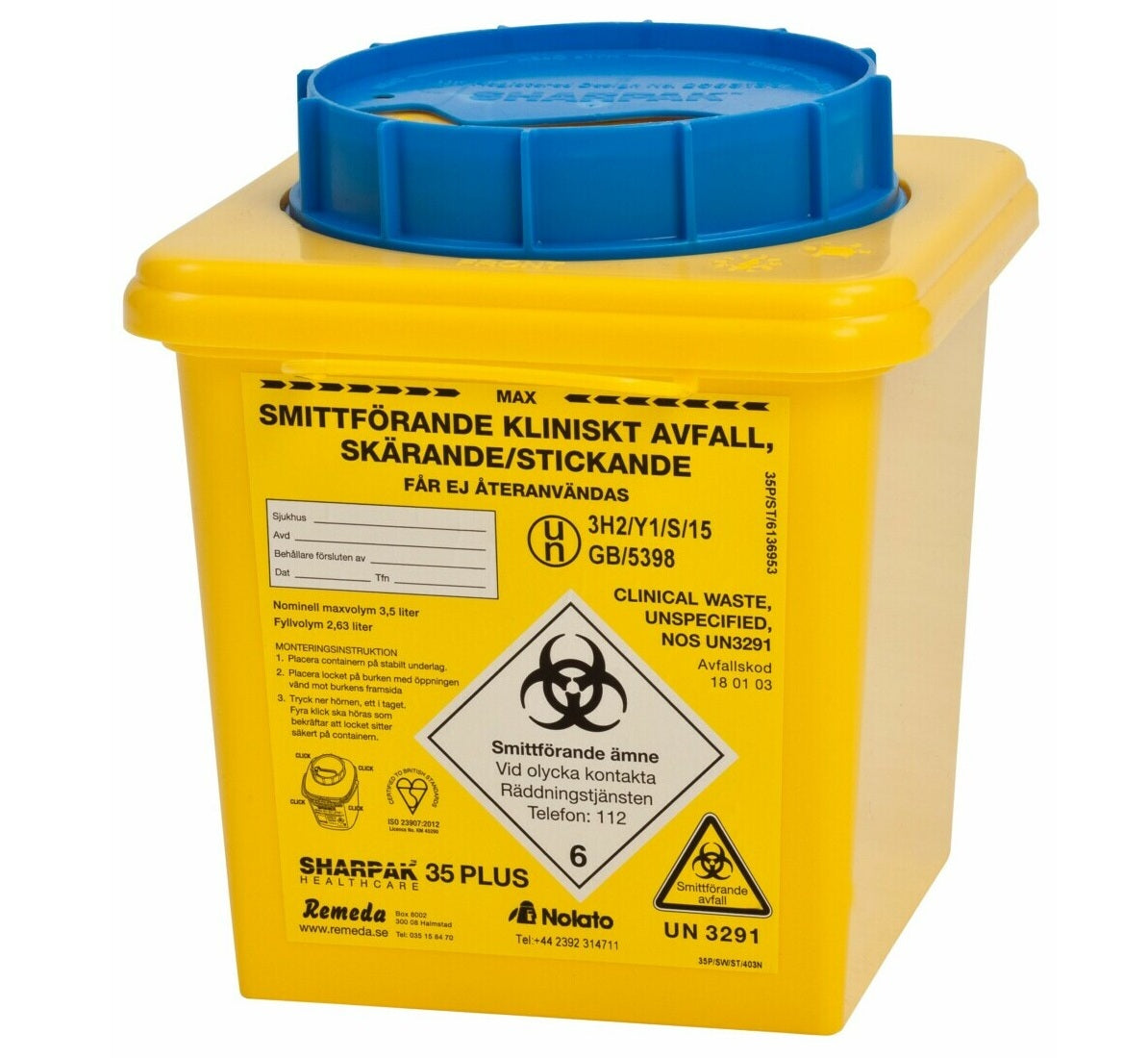 Farligt affaldsbeholder Sharpak 35 Plus 3,5L