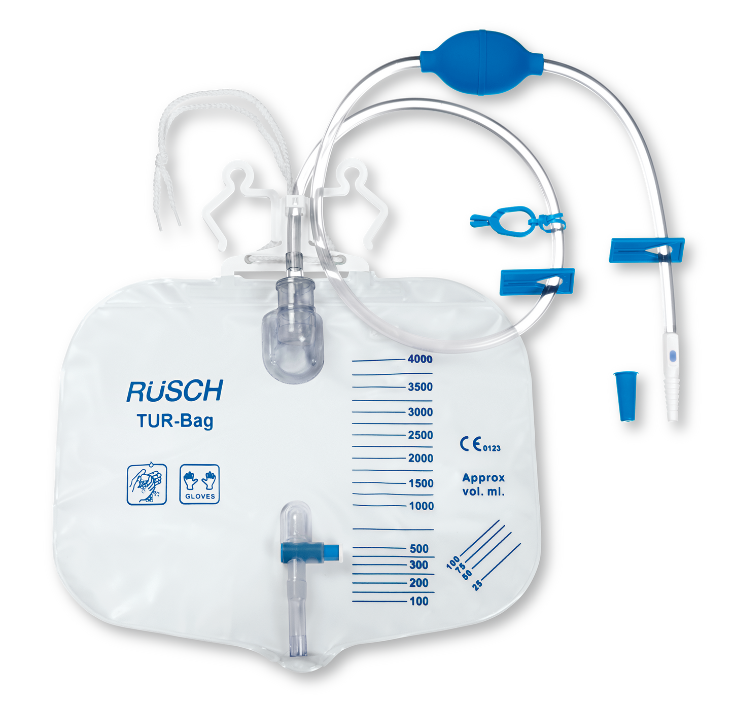 Urinpose Flush Rüsch Tur-Bag 4L 120cm Slange Steril med pumpe / 10