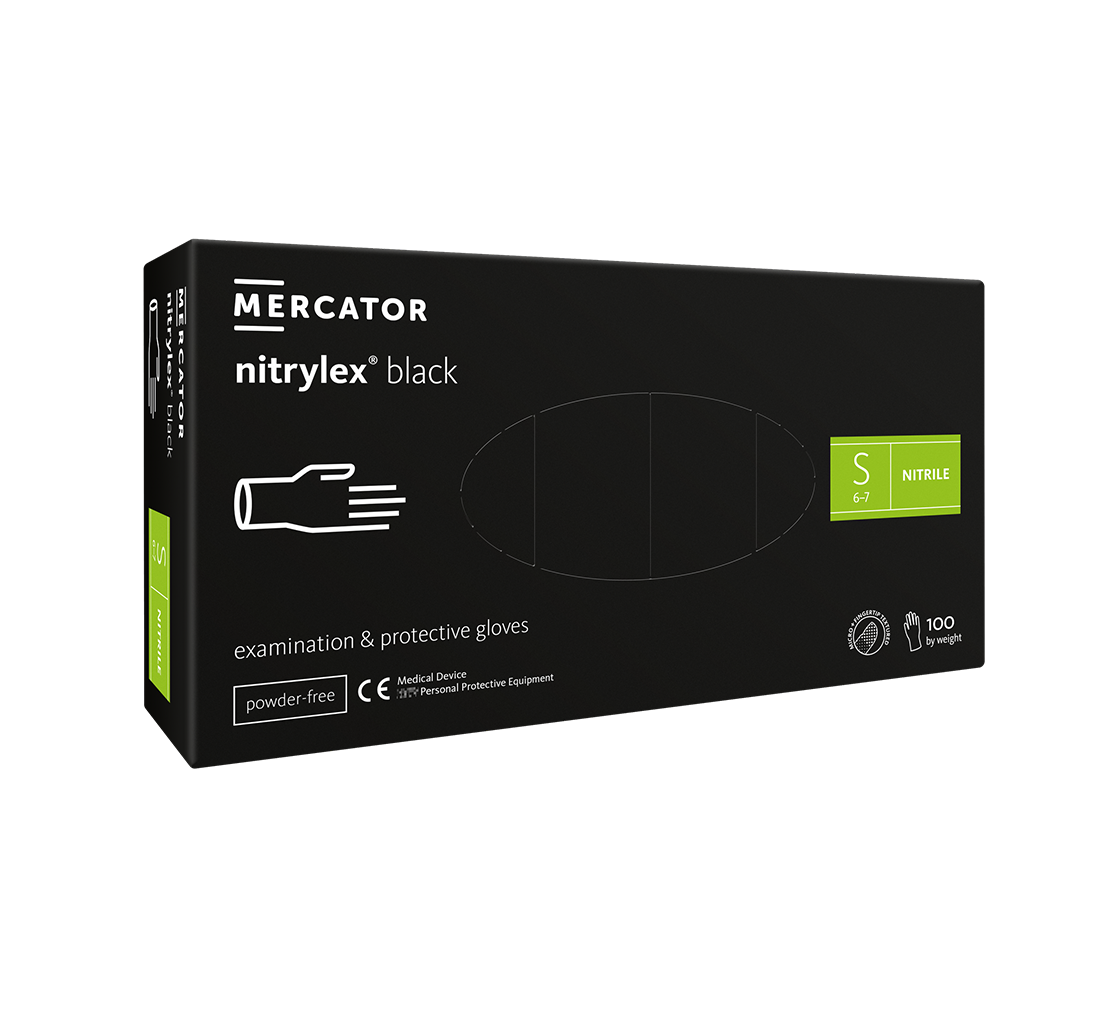 Nitrilhandske Sort PF Mercator Nitrylex S / 100
