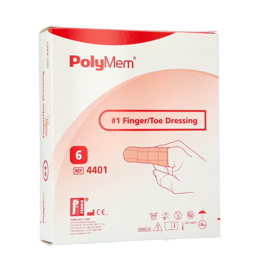 PolyMem finger-/tåbandage S 3,0 x 8 cm / 6