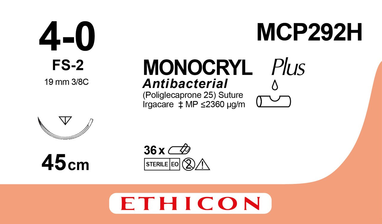 Monocryl Plus Sutur 4-0 FS-2 45 cm Ufarvet / 36