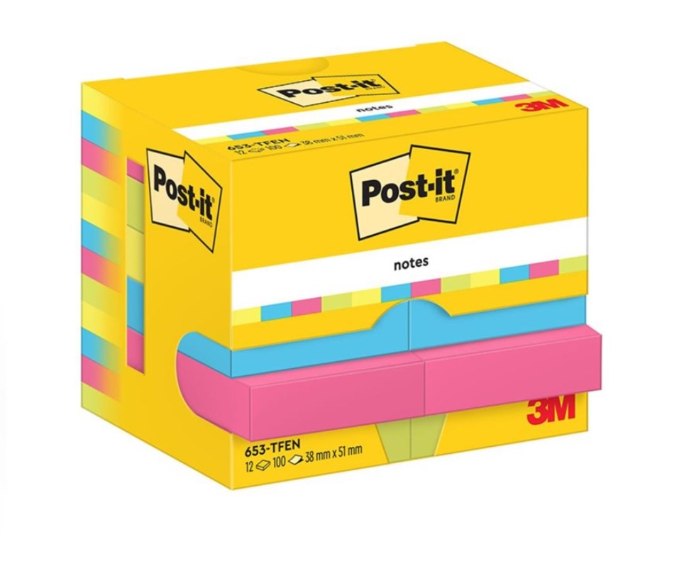 Post-it-noter Energiske 38 x 51 mm / 12