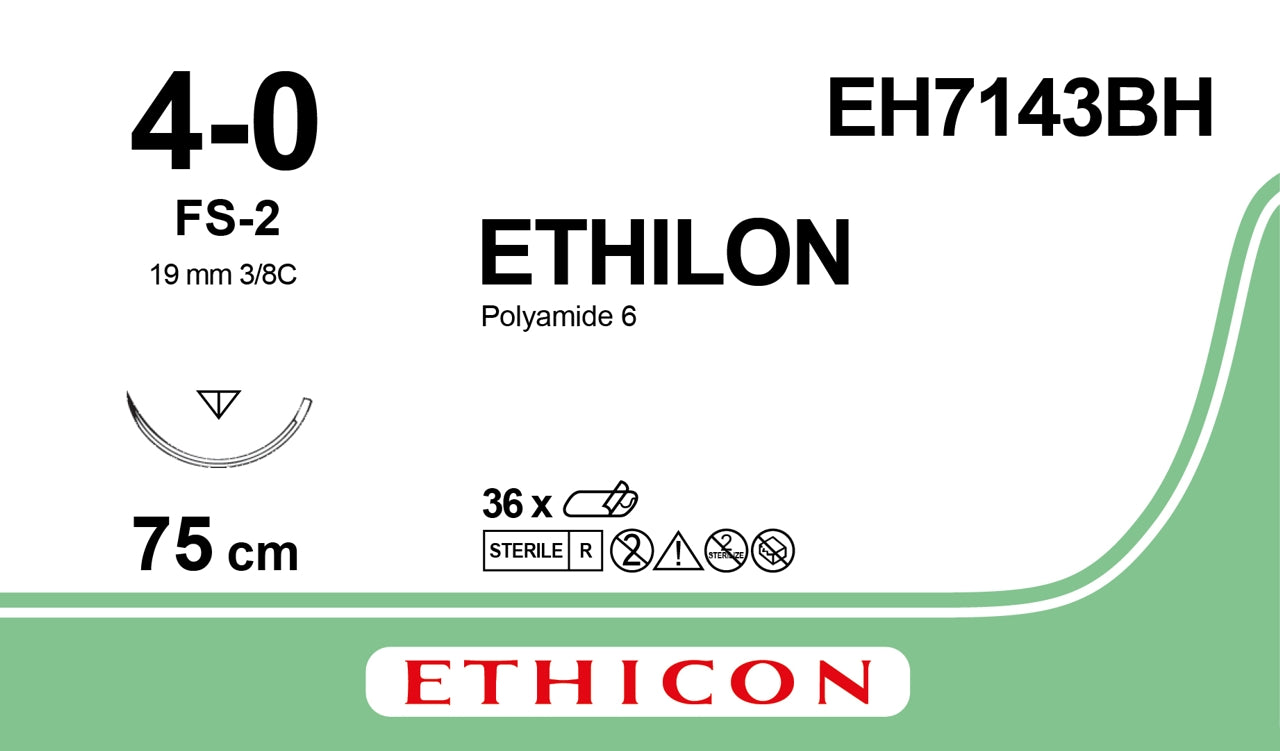 Ethilon Sutur 4-0 FS-2 75cm Sort / 36