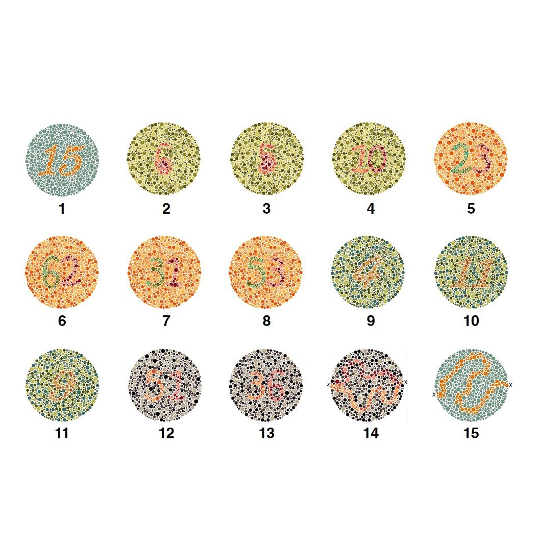 Farveopfattelsesdiagram for voksne 15 billeder