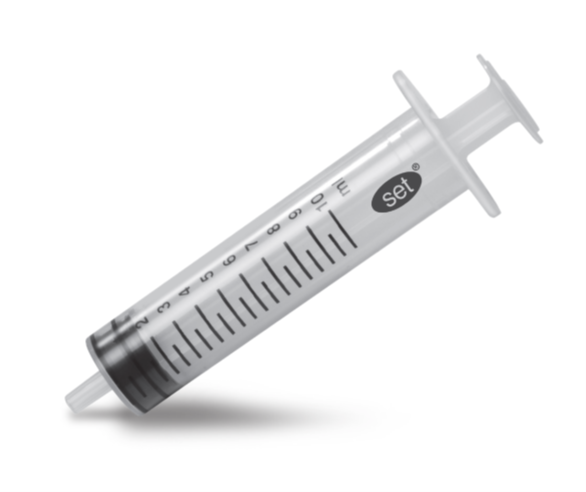 Sprøjte 3-komponent Bluebird-sæt Luer/Centret 10 ml 0,5 ml Graduering / 100