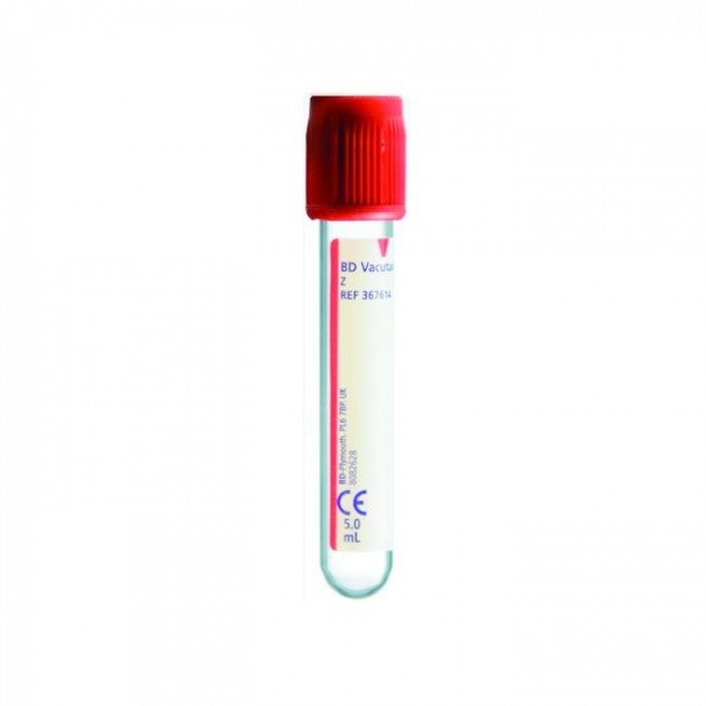 Venøs prøvetagningsrør Rød 5ml 13x75mm uden tilsætningsstof / 100