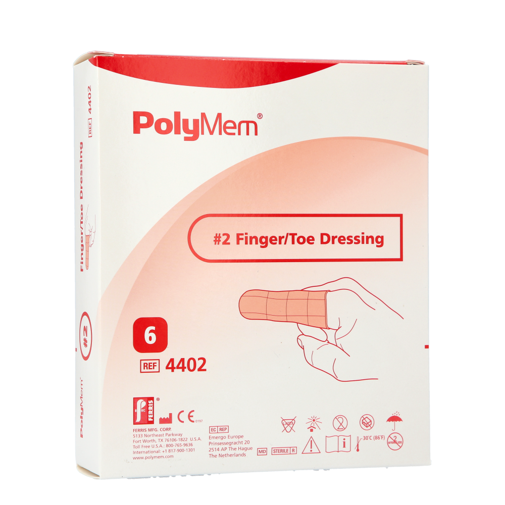 PolyMem finger-/tåbandage M 3,5 x 8 cm / 6