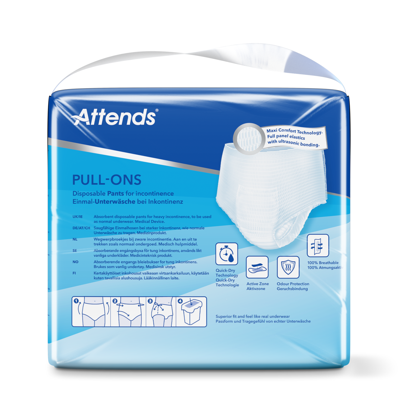 Inkontinensindlæg Attends Pull-Ons 8 XL / 14
