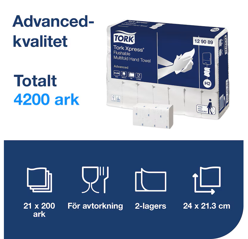Tork Xpress Soft Z-fold håndklæde 2-lags, nedskylbar / 4200