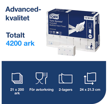 Tork Xpress Soft Z-fold håndklæde 2-lags, nedskylbar / 4200