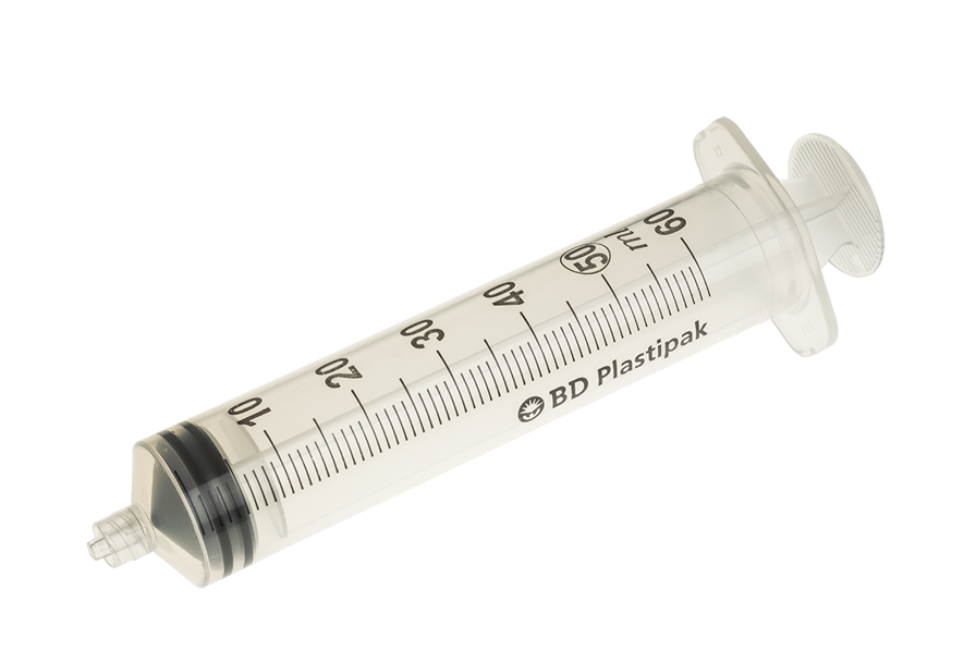 Sprøjte 3-komponent BD Plastipak Luer-Lock/Centret 50/60ml / 60
