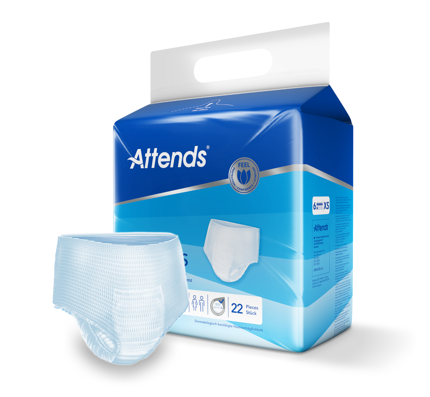 Inkontinensindlæg Attends Pull-Ons 6 XS / 22
