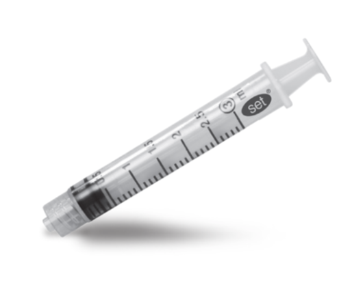 Sprøjte 3-komponent Bluebird Sæt Luer-Lock/Centret 3ml / 100