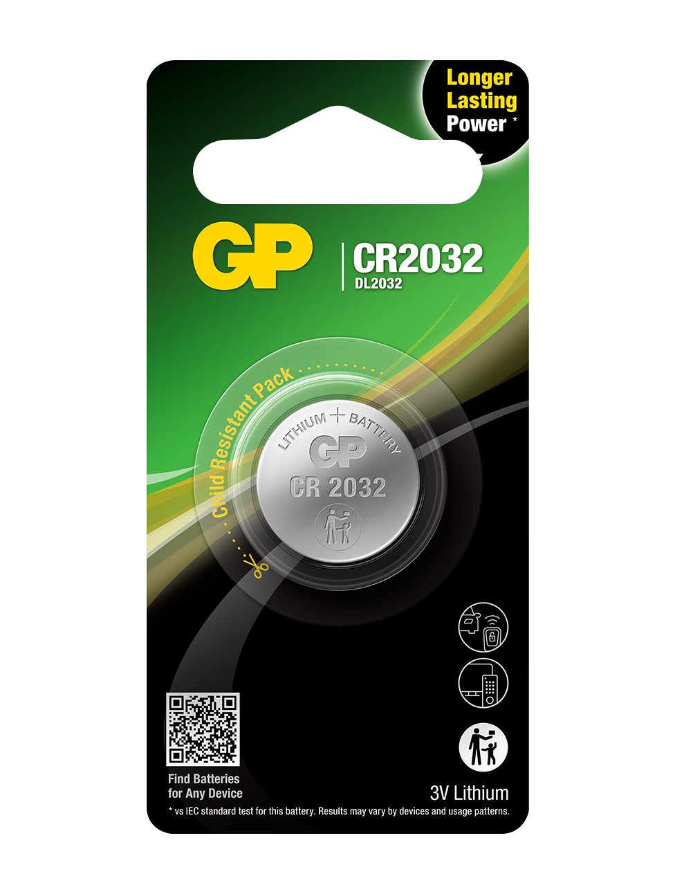 Batteri GP Knapcelle Lithium CR2032 3V