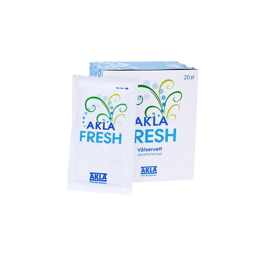 Aklafresh Uparfumerede vådservietter enkeltpakke / 20