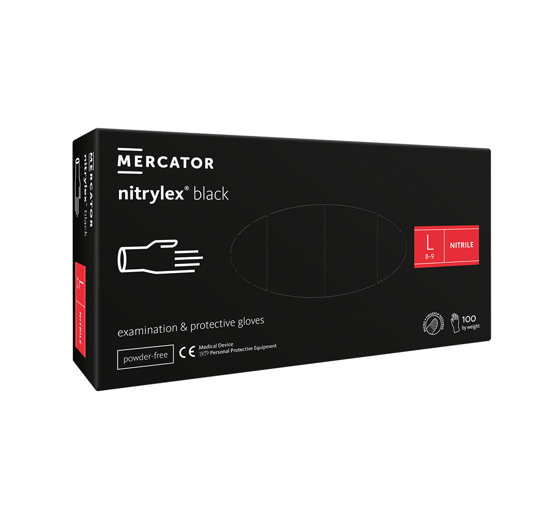 Nitrilhandske Sort PF Mercator Nitrylex L / 100
