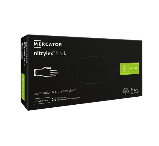 Nitrilhandske Sort PF Mercator Nitrylex S / 100