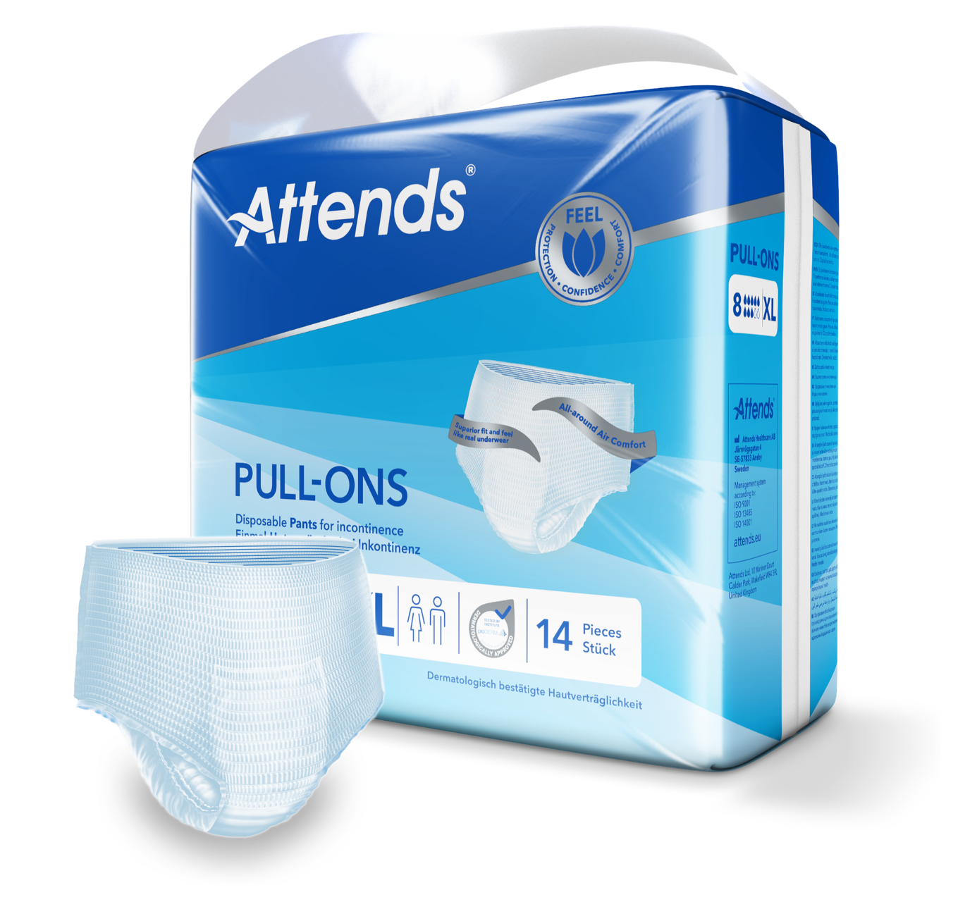 Inkontinensindlæg Attends Pull-Ons 8 XL / 14