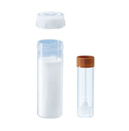 Afføringsrør med ske 76 x 20 mm &amp; transporthylster / 100