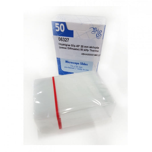 Slides slebne 45° med matteret felt 76 x 26 x 1 mm / 50