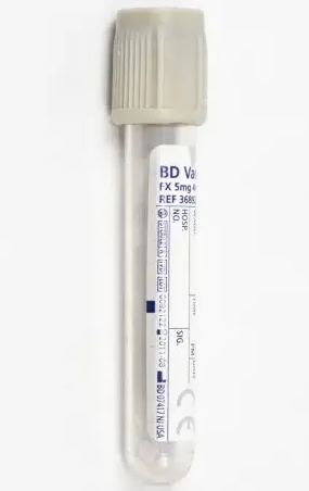 Venøst ​​prøvetagningsrør Grå 2ml Glukose Na-fluorid K2EDTA / 100