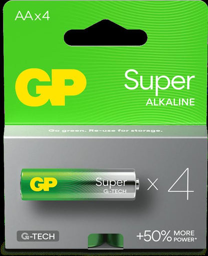 Batteri GP Super Alkaline 15A/LR6 AA / 4 stk.